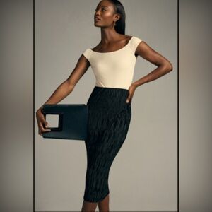 Anthropologie Women's Black Skirt small classic crinkle